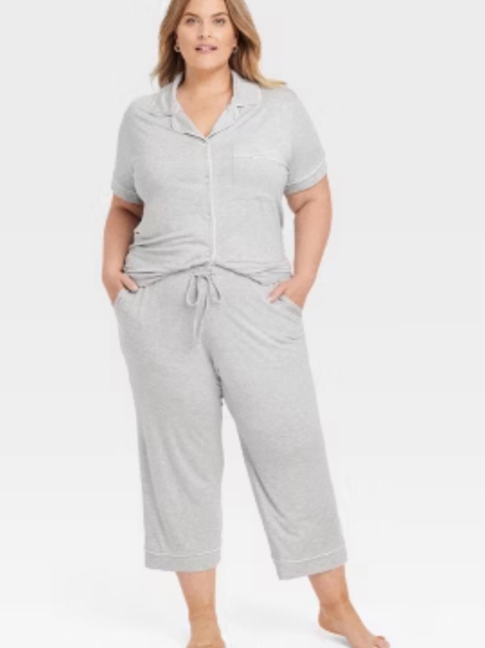Auden short Sleeve Pajama Set in Light Gray